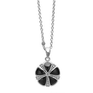 Black and Silver Floral Pendant Necklace